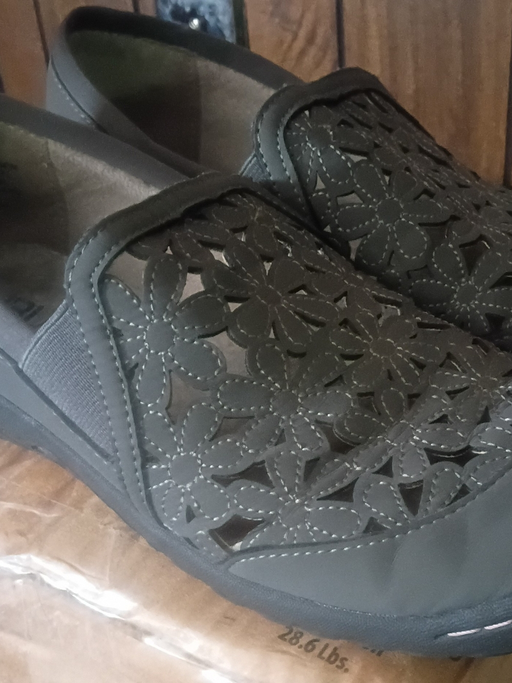 JBU Black Floral Cutout Slip-On Comfort Sneakers